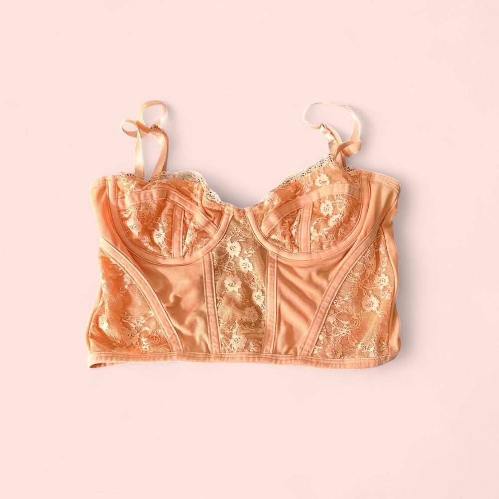 H&M Orange Lace Bustier Crop Top